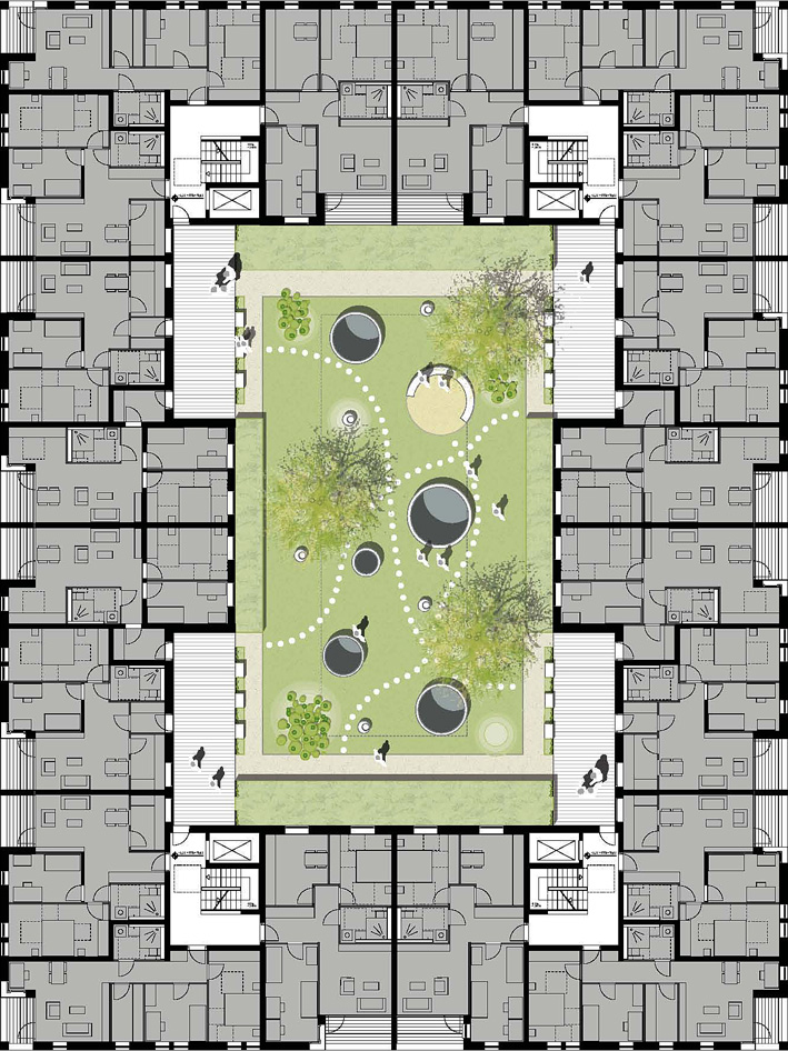 Block on central plaza