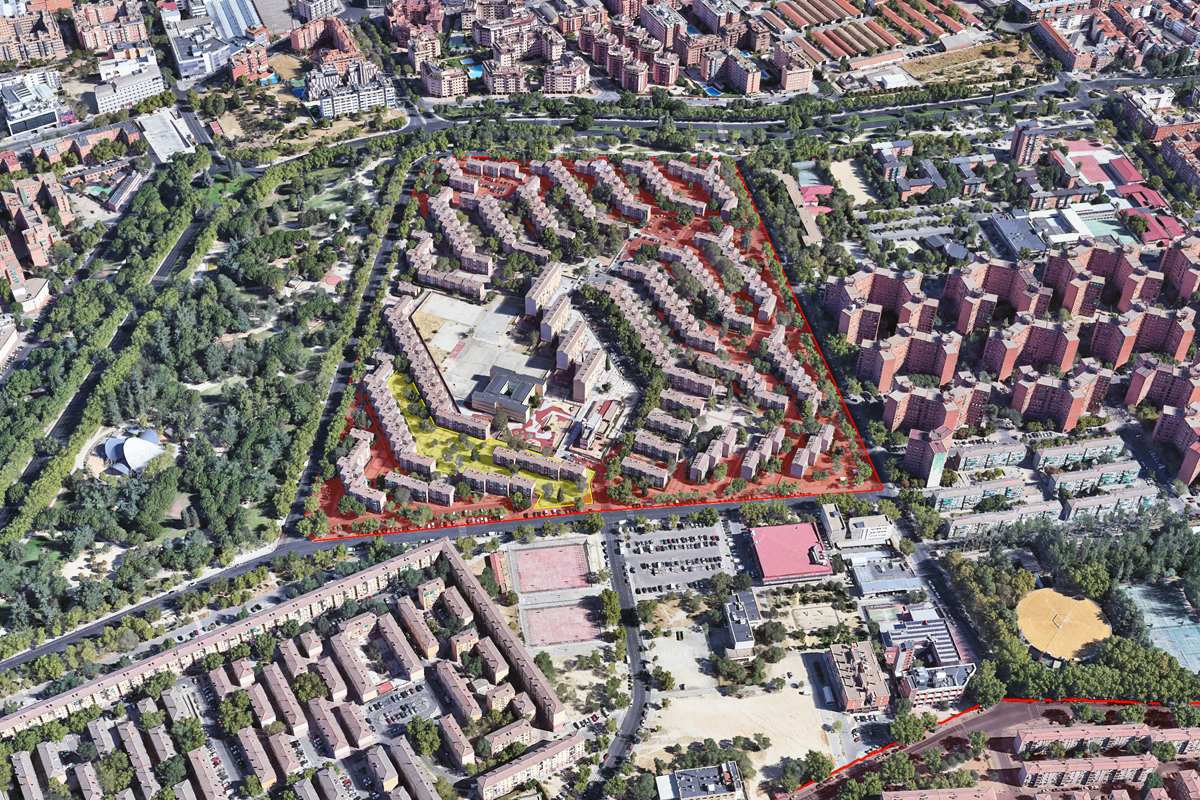 Plot in a marginal district with a dense, open-block design in a central inter-block position on plot G, Gran San Blas