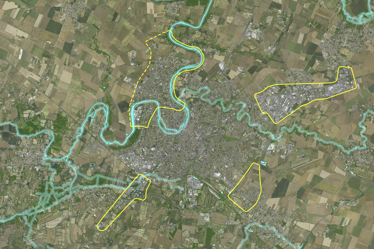 Vue aérienne des sites de projet